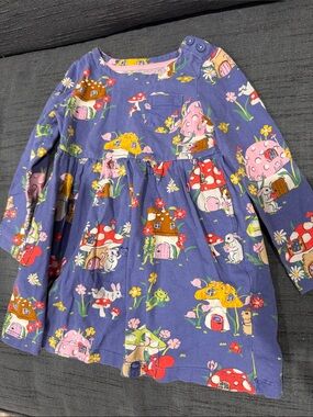 Mini Boden Blue Mushroom Cottage Print Long-Sleeve Dress